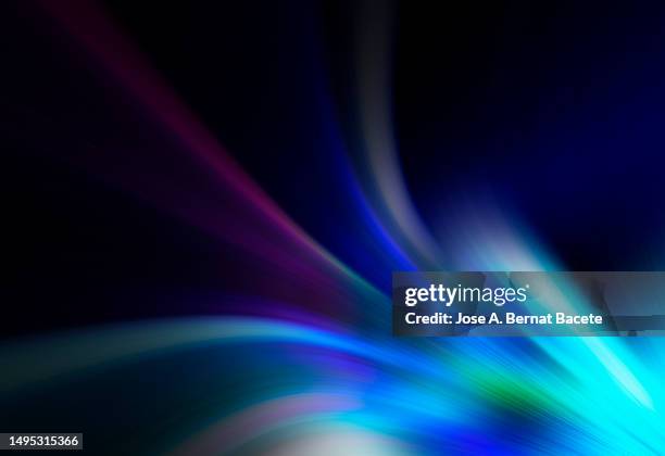 enveloping abstract background with elliptical blue light trails. - light at the end of the tunnel stock pictures, royalty-free photos & images