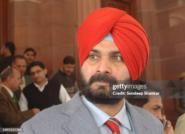 Cricketer turned member of parliament Navjyot Singh Sidhu at Parliament November 25, 2005.