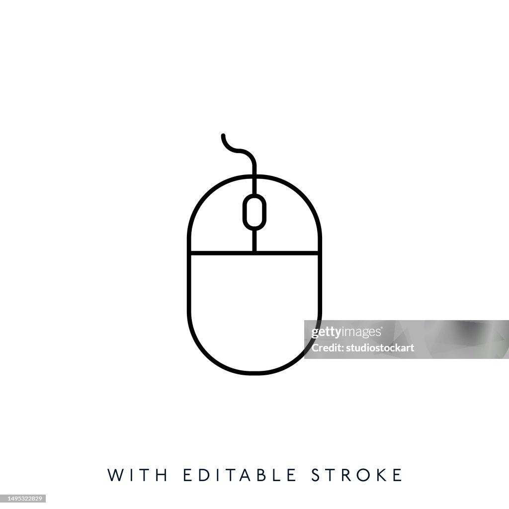 Computer Mouse line icon Editable Stroke