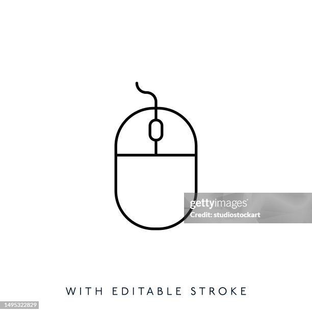 computer mouse line icon editable stroke - computer mouse stock illustrations