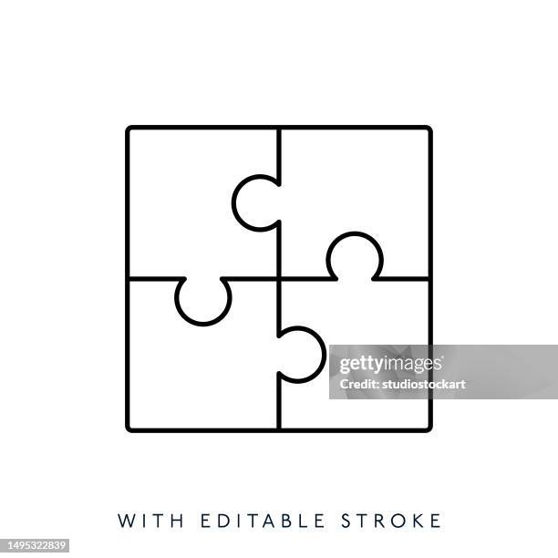 illustrations, cliparts, dessins animés et icônes de ligne de puzzle icône de ligne de puzzle ligne de trait modifiable - pièce de puzzle