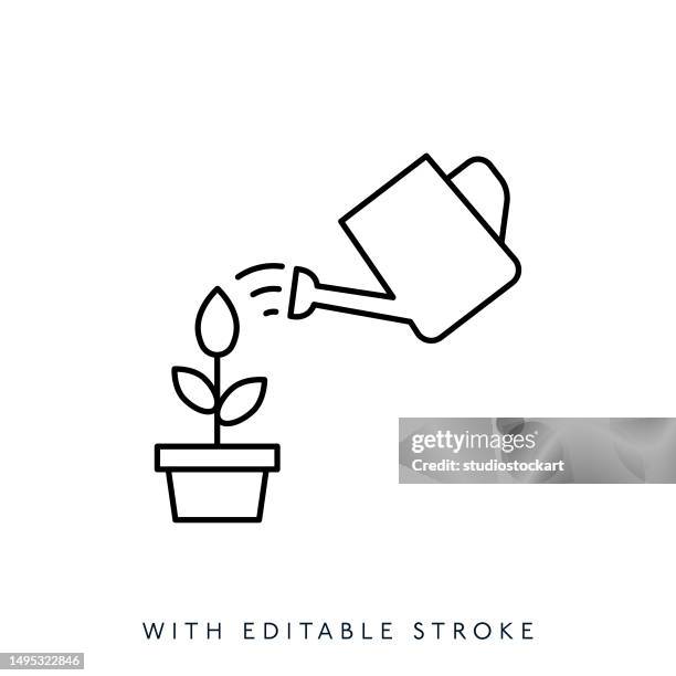 watering can that waters plants - watering can stock illustrations