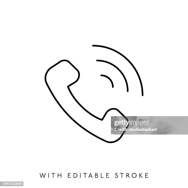 telephone line icon editable stroke - phone line icon stock illustrations