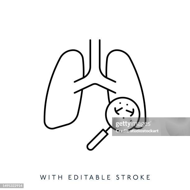 lungs line icon editable stroke - scientific imaging technique stock illustrations