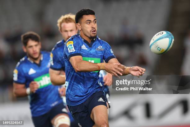 Stephen Perofeta of the Blues during the round 15 Super Rugby Pacific match between Blues and Hurricanes at Eden Park, on June 02 in Auckland, New...