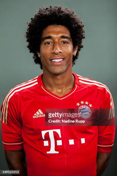 Dante poses during the Bayern Muenchen team presentation at Bayern's training ground Saebener Strasse on July 30, 2012 in Munich, Germany.Ê