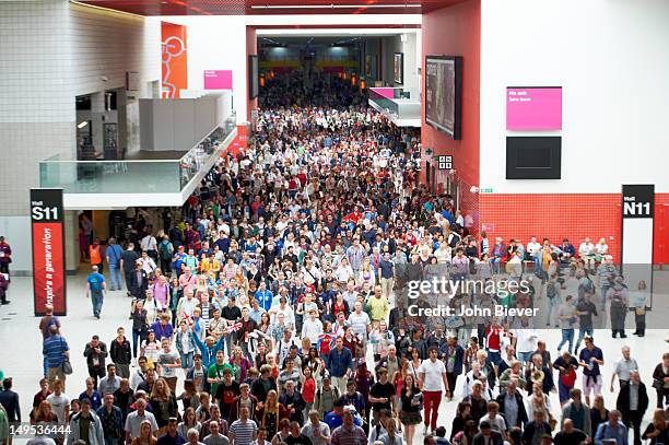 Summer Olympics: Overall view of spectators in hallway at ExCeL London. London, United Kingdom 7/29/2012 CREDIT: John Biever