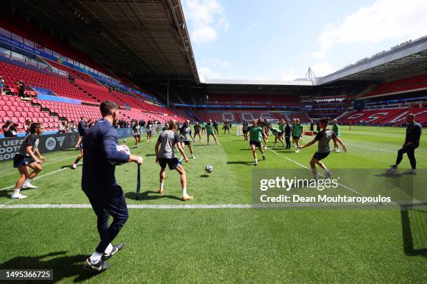 General view inside the stadium during a training session prior to the UEFA Women's Champions League final match between FC Barcelona and VfL...