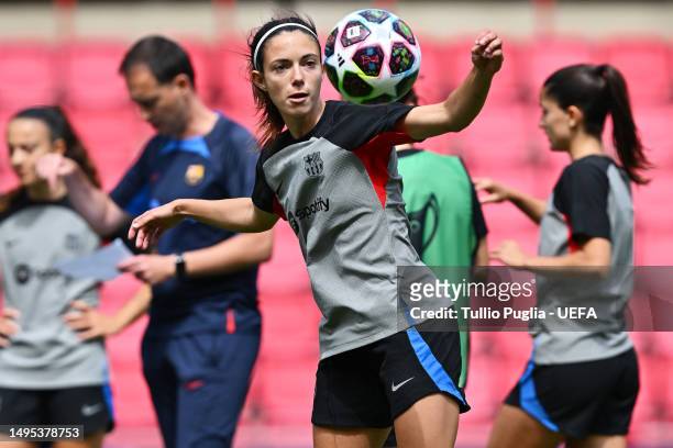 Aitana Bonmati of FC Barcelona controls the ball during a training session prior to the UEFA Women's Champions League final match between FC...