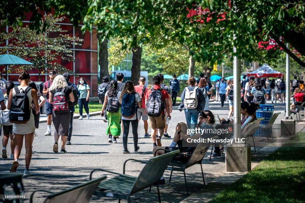 Students on the campus of Stony Brook University