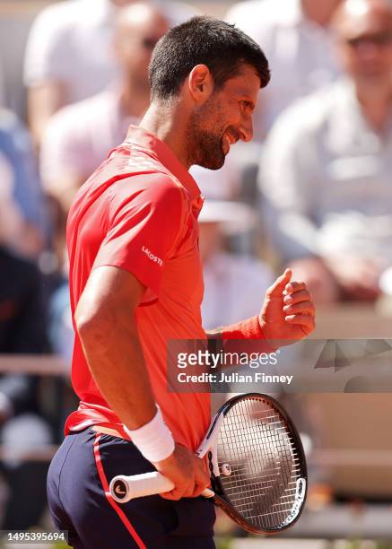 Novak Djokovic of Serbia celebrates a point against Alejandro Davidovich Fokina of Spain during the Men's Singles Third Round match on Day Six of the...
