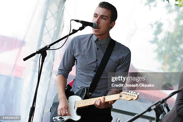 Joshua Waters of The Skints perform on Day 4 at the Band Stand at BT London Live at Hyde Park on July 30, 2012 in London, England.