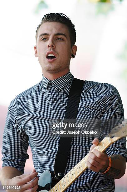 Joshua Waters of The Skints perform on Day 4 at the Band Stand at BT London Live at Hyde Park on July 30, 2012 in London, England.