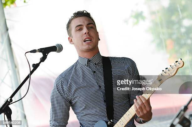 Joshua Waters of The Skints perform on Day 4 at the Band Stand at BT London Live at Hyde Park on July 30, 2012 in London, England.