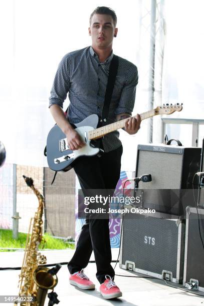 Joshua Waters of The Skints perform on Day 4 at the Band Stand at BT London Live at Hyde Park on July 30, 2012 in London, England.