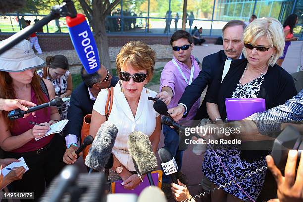 Mary Ellen Hansen the aunt of Ashley Moser who was killed during the shooting at the screening of, ' The Dark Knight Rises, speaks to the media...