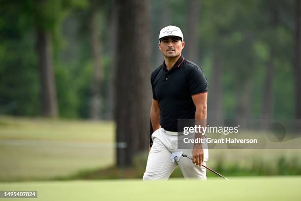 Bryson Nimmer lines up a ptt on the 11th hole during the second round of the UNC Health Championship presented by STITCH at Raleigh Country Club on...