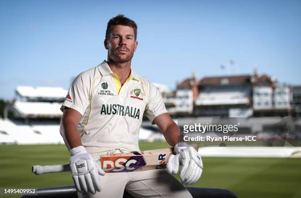David Warner of Australia poses for a portrait prior to the ICC World Test Championship Final 2023 at The Oval on June 02, 2023 in London, England.