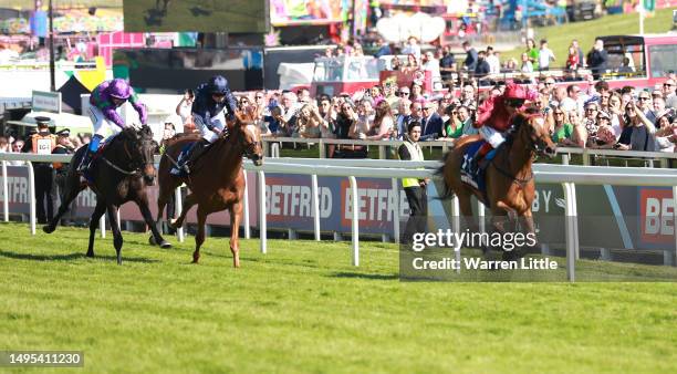 Soul Sister ridden by Frankie Dettori wins the Betfred Oaks during Ladies Day of the Derby Festival at Epsom Downs Racecourse on June 02, 2023 in...