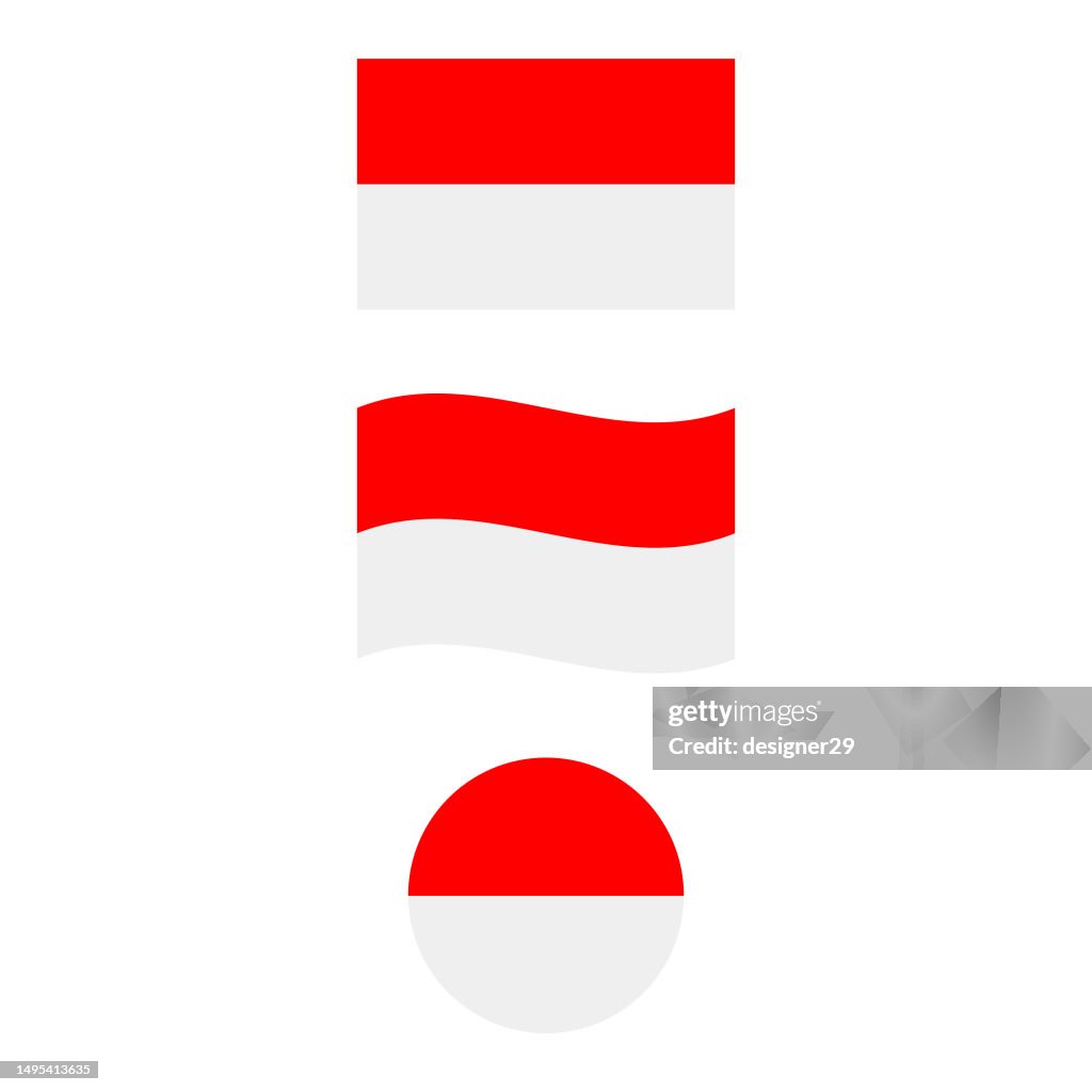 Bandera de Indonesia Vector Design.