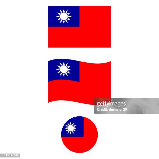 flag of taiwan vector design. - taiwan flag stock illustrations