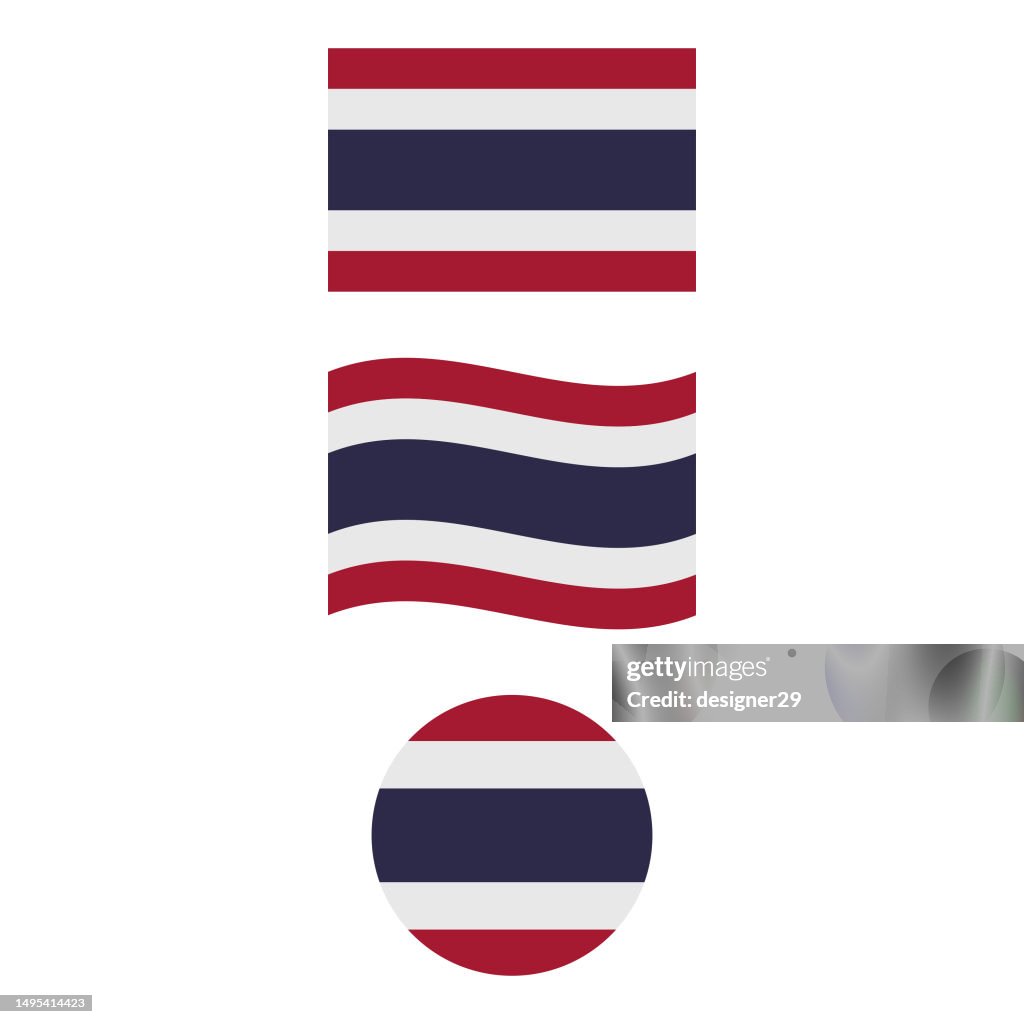 Flag of Thailand Vector Design.