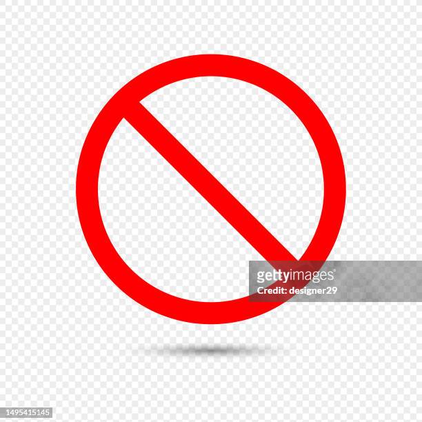 no sign icon. red crossed circle vector design on transparent background. - strikethrough stock illustrations