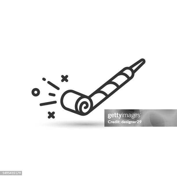 party horn blower line icon. - whistle stock illustrations