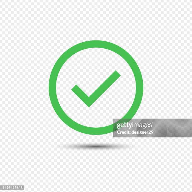 check mark or tick icon on transparent background vector design. - green check mark transparent background stock illustrations