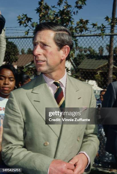 Prince of Wales visits Crenshaw High School during an official visit to Los Angeles, California, 1st November 1994.