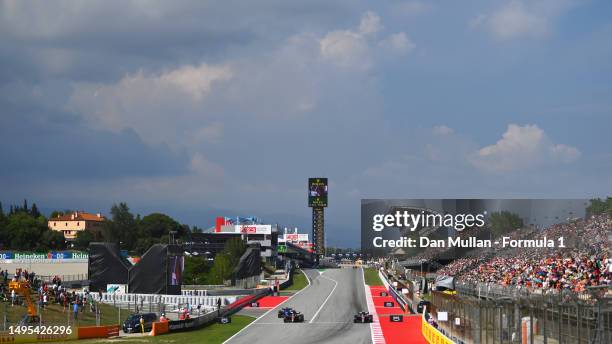 General view as Alexander Albon of Thailand driving the Williams FW45 Mercedes, Valtteri Bottas of Finland driving the Alfa Romeo F1 C43 Ferrari and...