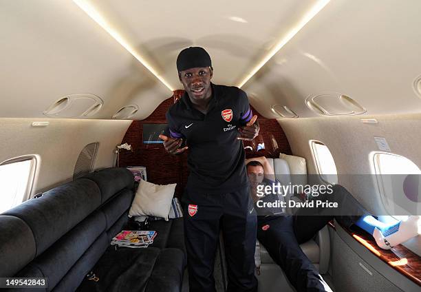 Bacary Sagna of Arsenal travels back from Nigeria on July 30, 2012 in Lagos, Nigeria.
