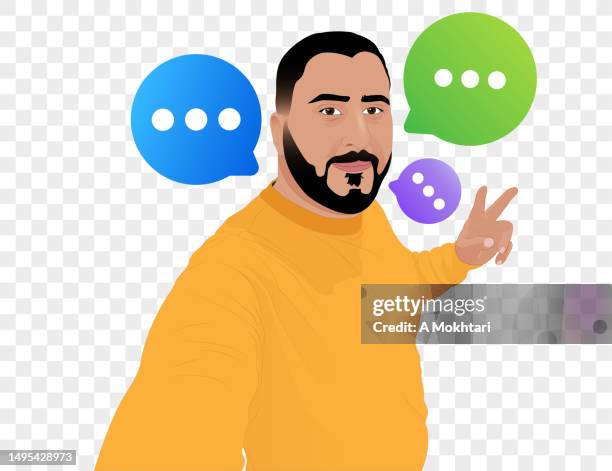 man with speech bubble chatting internet conversation... - lyric stock illustrations