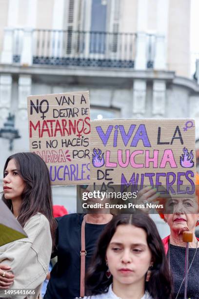 Several women protest during a rally for the 40 femicides in 2023 at Puerta del Sol, on 02 June, 2023 in Madrid, Spain. Since the beginning of the...