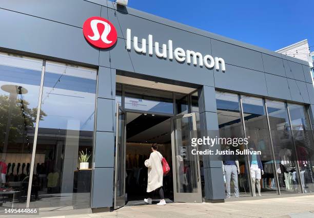 Customer enters a Lululemon store on June 02, 2023 in Corte Madera, California. Shares of Lululemon stock surged Friday morning after the company...