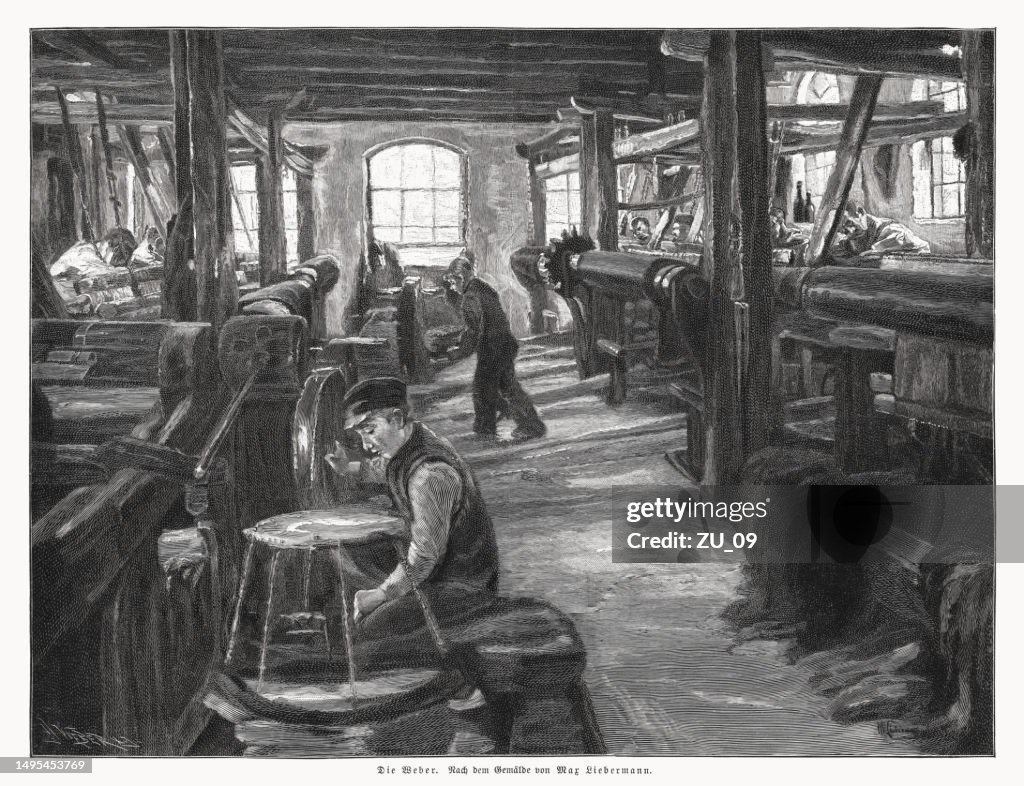 Weaving mill in Laren, by Max Liebermann, woodcut, published 1899