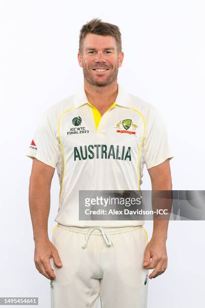 David Warner of Australia poses for a portrait prior to the ICC World Test Championship Final 2023 at The Oval on June 02, 2023 in London, England.