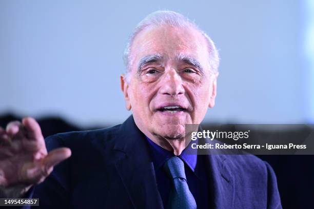 American movie director Martin Scorsese meets the audience at Arlecchino Cinema on June 02, 2023 in Bologna, Italy.