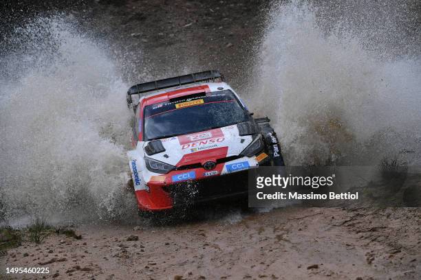 Sebastien Ogier of France and Vincent Landais of France are competing with their Toyota Gazoo Racing WRT Toyota GR Yaris Rally1 Hybrid during Day Two...