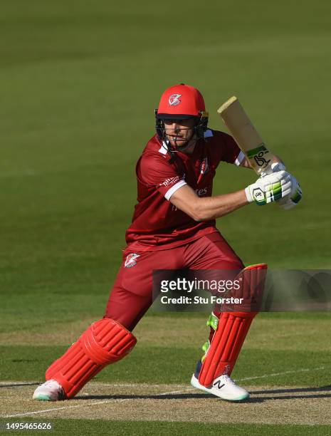 Lancashire batsman Jos Buttler in batting action during the Vitality Blast T20 match between Durham Cricket and Lancashire Lightning at Seat Unique...