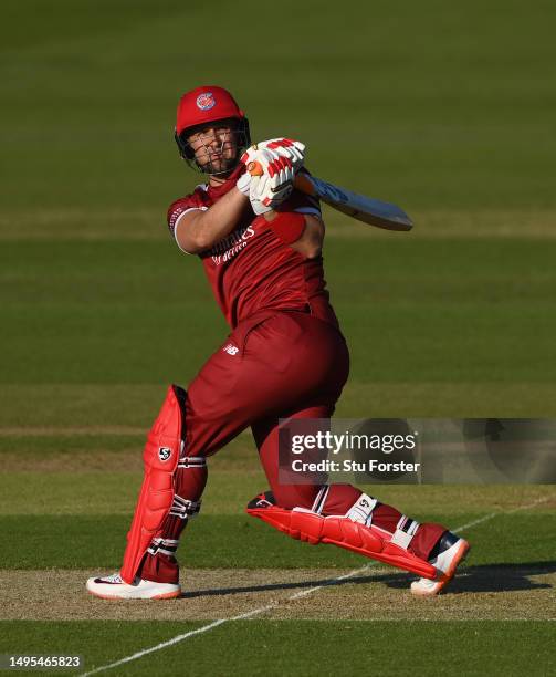 Lancashire batsman Liam Livingstone in batting action during the Vitality Blast T20 match between Durham Cricket and Lancashire Lightning at Seat...