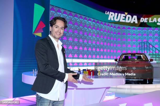 Menny Carrasco poses for photos during the filming on the set of La Rueda de la Fortuna Show at Azteca Estudios on June 2, 2023 in Mexico City,...