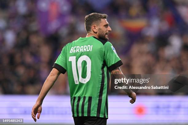 Domenico Berardi of US Sassuolo looks on during the Serie A match between US Sassuolo and ACF Fiorentina at Mapei Stadium - Citta' del Tricolore on...