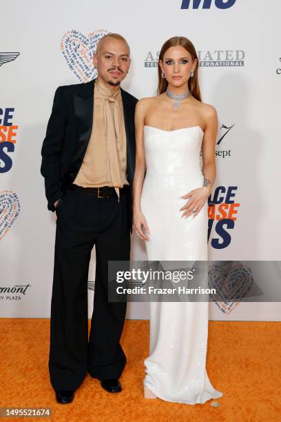 Evan Ross and Ashlee Simpson Ross attend the 30th Annual Race To Erase MS Gala at Fairmont Century Plaza on June 02, 2023 in Los Angeles, California.