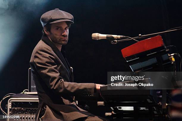 Ciaran Jeramiah of The Feeling performs on Day 4 at BT London Live at Hyde Park on July 30, 2012 in London, England.