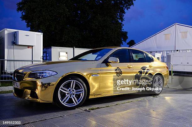 Gold painted Team GB Vehicle backstage at BT London Live at Hyde Park on July 30, 2012 in London, England.