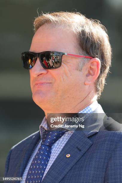 Former Australian cricketer Mark Waugh is seen Race 3 Midway during Winter Cup Raceday - in Sydney Racing at Rosehill Gardens on June 03, 2023 in...