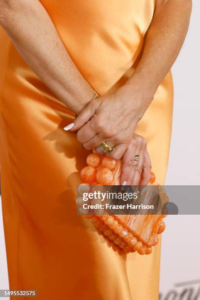 Denise Richards, fashion detail, attends the 30th Annual Race To Erase MS Gala at Fairmont Century Plaza on June 02, 2023 in Los Angeles, California.