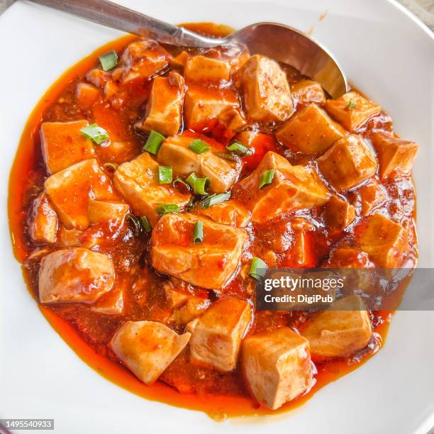 mapo tofu close-up - chuka stock pictures, royalty-free photos & images