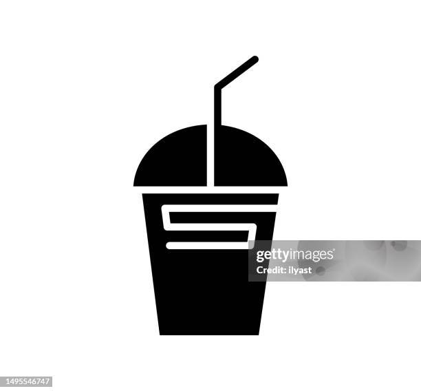 cold drink black filled vector icon - picking strawberries stock illustrations